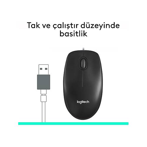 LOGITECH M100 USB KABLOLU MOUSE S�YAH 910-006652