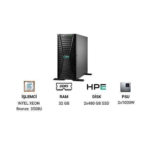 HPE Proliant ML110 GEN11 3508U 1X32GB 2X480GB SSD 2X1000W P81774-425