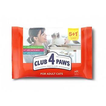 Club4Paws Kedi Pouch Set 5+1 Dana-Tavuk-Uskumru