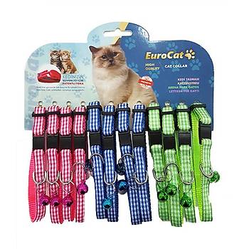 EuroCat Renkli Ekoseli ngrakl Kedi Boyun Tasmas 12'li
