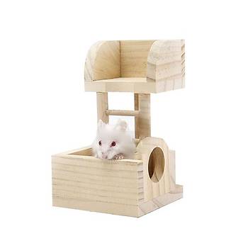 Carno Hamster Oyuncağı Naturel Ahşap Gözcü Kulesi 13x8,5x8cm