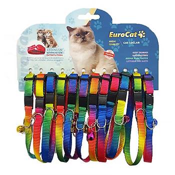 EuroCat Gökkuşağı Renkli Çıngıraklı Kedi Boyun Tasması 12'li