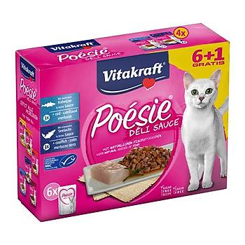Vitakraft Poesie Soslu Kark Balk Etli Kedi Konservesi 6+1 Hediyeli 85 Gr