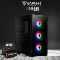 GAMDIAS KING-550, AMD Ryzen 5 5500, 16Gb DDR4, 512Gb NVMe SSD, 4Gb GDDR5 RX550 Ekran Kartý, 500W Kasa, Free Dos GAMING PC