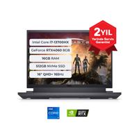 DELL G16 7630, G76302401010U, i7-13700HX, 16" 2K QHD, 16Gb DDR5 Ram, 512Gb SSD, 8Gb RTX4060 Ekran Kart, Free Dos, Gaming Notebook (5890546)