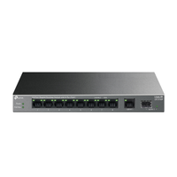 TP-LINK LS1210GP, Green Tech, 10 port Gigabit, 9 Port POE, +1 Port Gigabit SFP, 61W, Ynetilemez Masast Switch