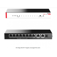 H3C Magic BS210T-P, 10 Port, GigaBit, 8 Port PoE, 57W, +2 Port GigaBit Uplink, Metal Kasa, Ynetilemez, Masast Switch