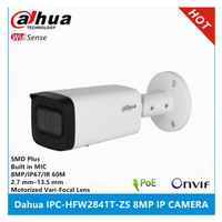 DAHUA IPC-HFW2841T-ZAS-27135 8Mpix, 2,7-13,5mm  Motoriz Lens, H265+, 80Mt Gece Gr, Dahili Mikrofon, Starlight, IP67,  PoE Bullet IP Kamera