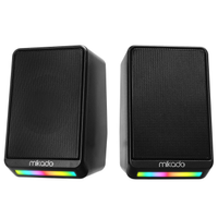 MIKADO MD-178, 6W, 1+1, Masast, RGB Aydnlatma, USB, Siyah Kasa, Speaker