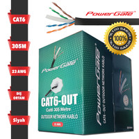 POWERGATE CAT6-OUT-COPPER, Outdoor (D Mekan), Polietilen, 23AWG 0.57mm, UTP, CAT6, %100 Bakr Kablo, 305m, Siyah