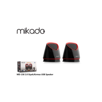 Mikado MD-158, 6W, 1+1 Masaüstü, USB Speaker,  (Siyah-Kırmızı)
