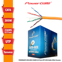 POWERGATE CAT6-BOX-OR, 23AWG, 0,57mm, UTP, CAT6 Kablo, 305m, Turuncu