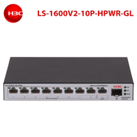 H3C S1600V2-10P-HPWR, 8 Port, GigaBit, PoE 125W, L2, 1 Port GigaBit Uplink, 1 Port GigaBit SFP, Web Ynetilebilir, Masast Switch