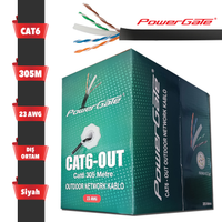 POWERGATE CAT6-OUT-CCA, Outdoor (D Mekan), Polietilen, 23AWG 0.57mm, UTP, CAT6, CCA Kablo, 305m, Siyah