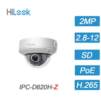 HILOOK IPC-D620H-Z, 2Mpix, 2,8-12mm Motorize Lens, H265+,30Mt Gece Gr, PoE, IP67, IK10, Dome, IP Kamera