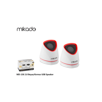 Mikado MD-158, 6W, 1+1 Masast, USB Speaker,  (Beyaz-Krmz)