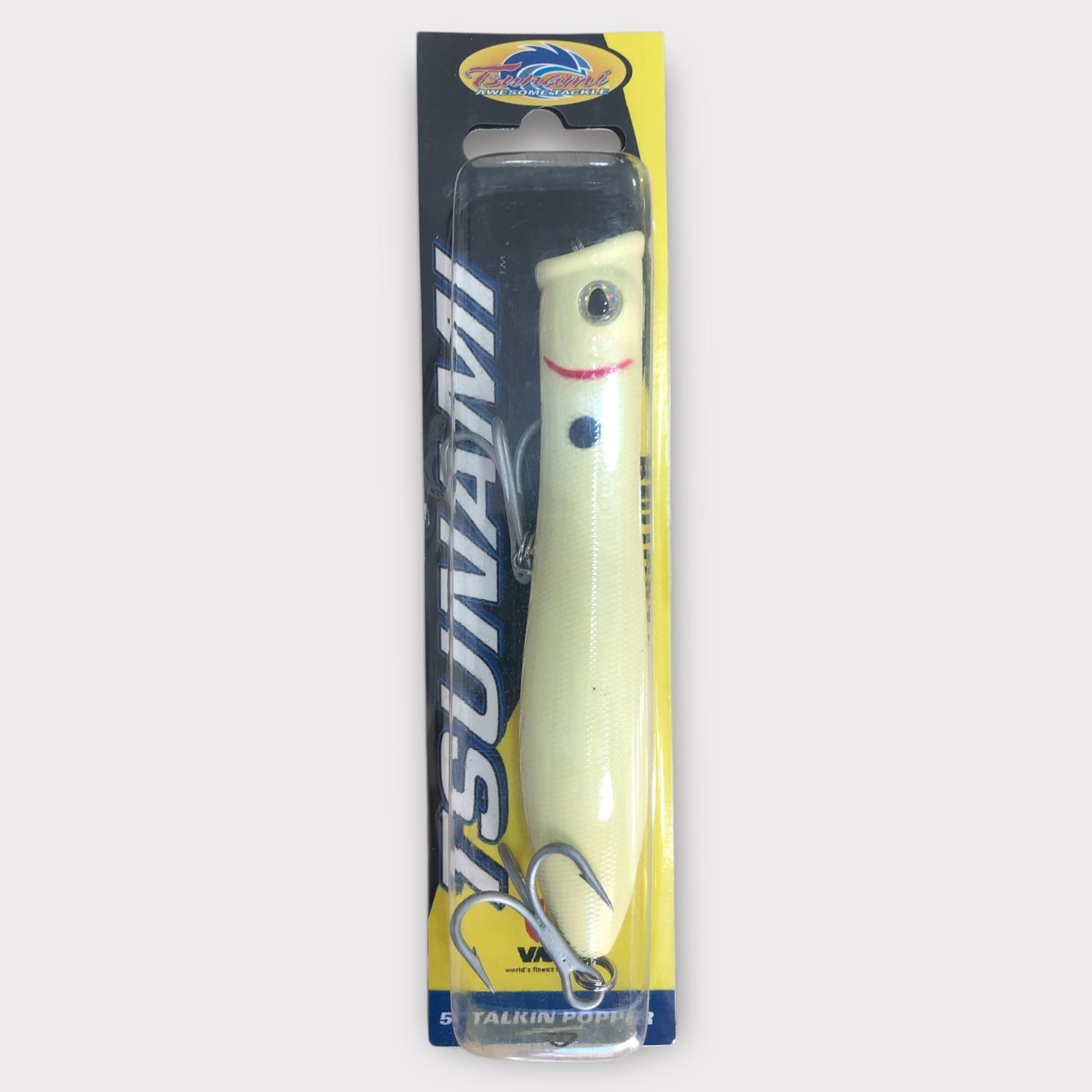 Tsunami Talkin Pencil Popper 5" GT Striper Lure VMC White Bone Spot TSTP5F-212