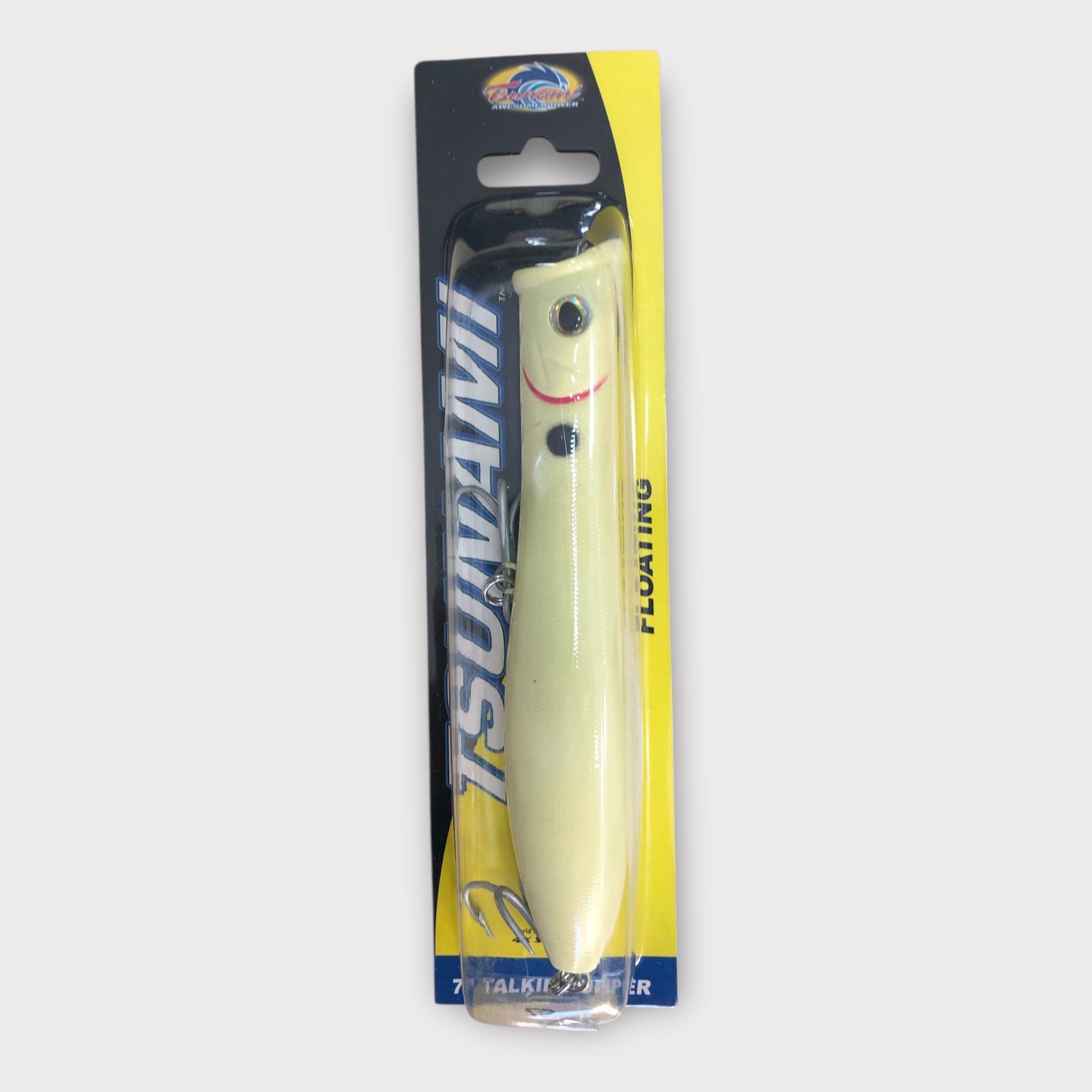 Tsunami Talkin Pencil Popper 7" GT Striper Lure VMC White Bone Spot TSTP7F-212