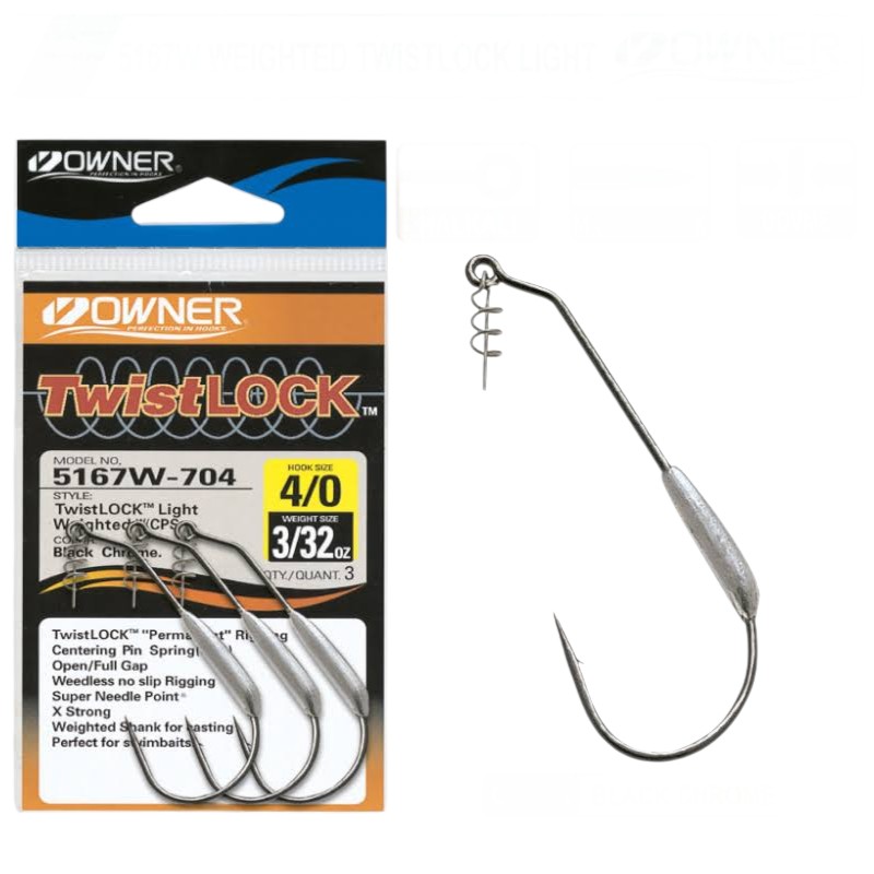 Owner 5167w Weighted Twistlock Light Black Chrome İğne