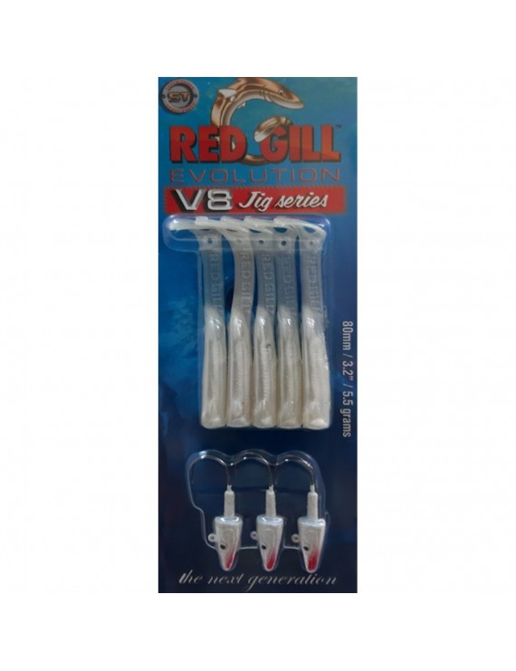 Red Gill V8 Jig Series 8cm 5.5gr Silver Pearl Silikon Yem