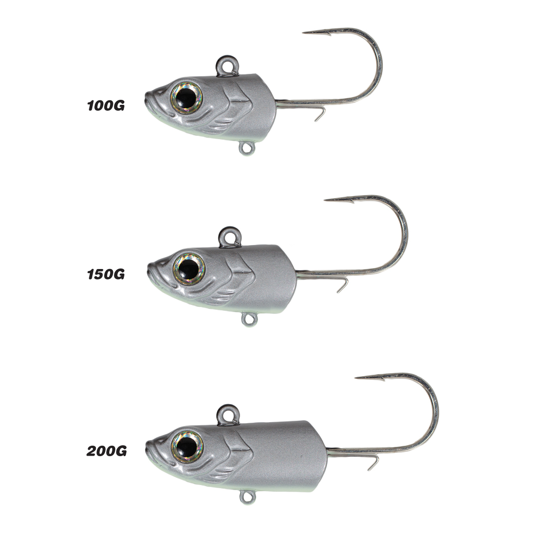 SEABOR DEEP FAKE JIG HEAD  (2 AD), WHITE GLOW