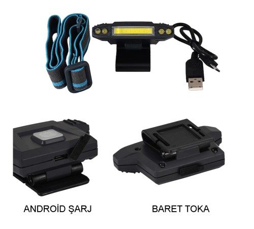 Watton WT-606 Şarjlı LED Baret ve Şapka Lambası