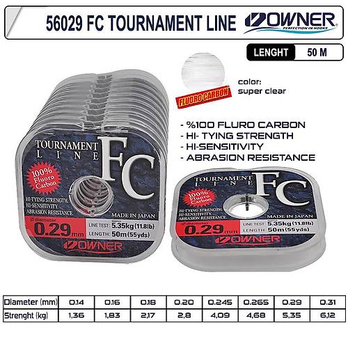 Owner 56029 Tournament Fc Fluorocarbon Misina 50m
