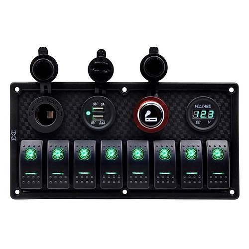 Bfy Switch Panel 8'li +Usb+Plastik �akmakl�k+ �akmak+ Voltmetre