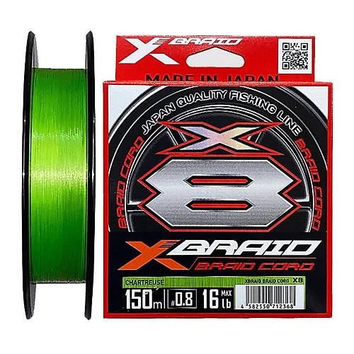 YGK X035 Braid Cord PE X8 150M Chartreuse �p Misina