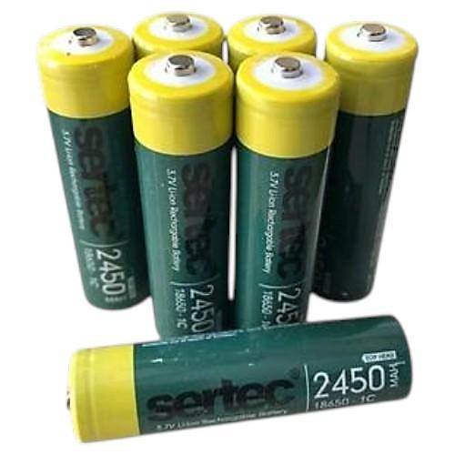 Sertec 18650 �arjl� Pil 3.7V 2450mAh Li-ion Kafa Feneri Pili