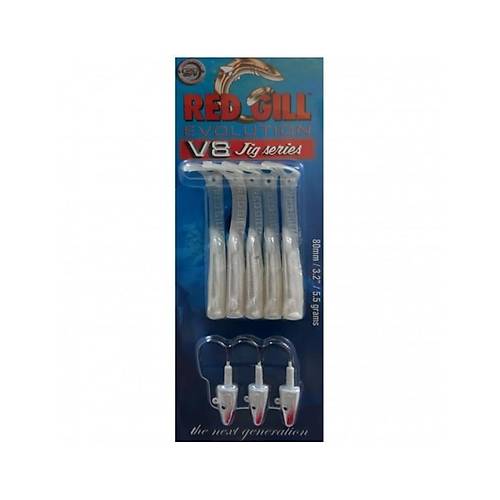 Red Gill V8 Jig Series 8cm 5.5gr Silver Pearl Silikon Yem