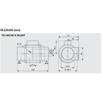 TD-160/100 N SILENT Yuvarlak Kanal Tipi Fan