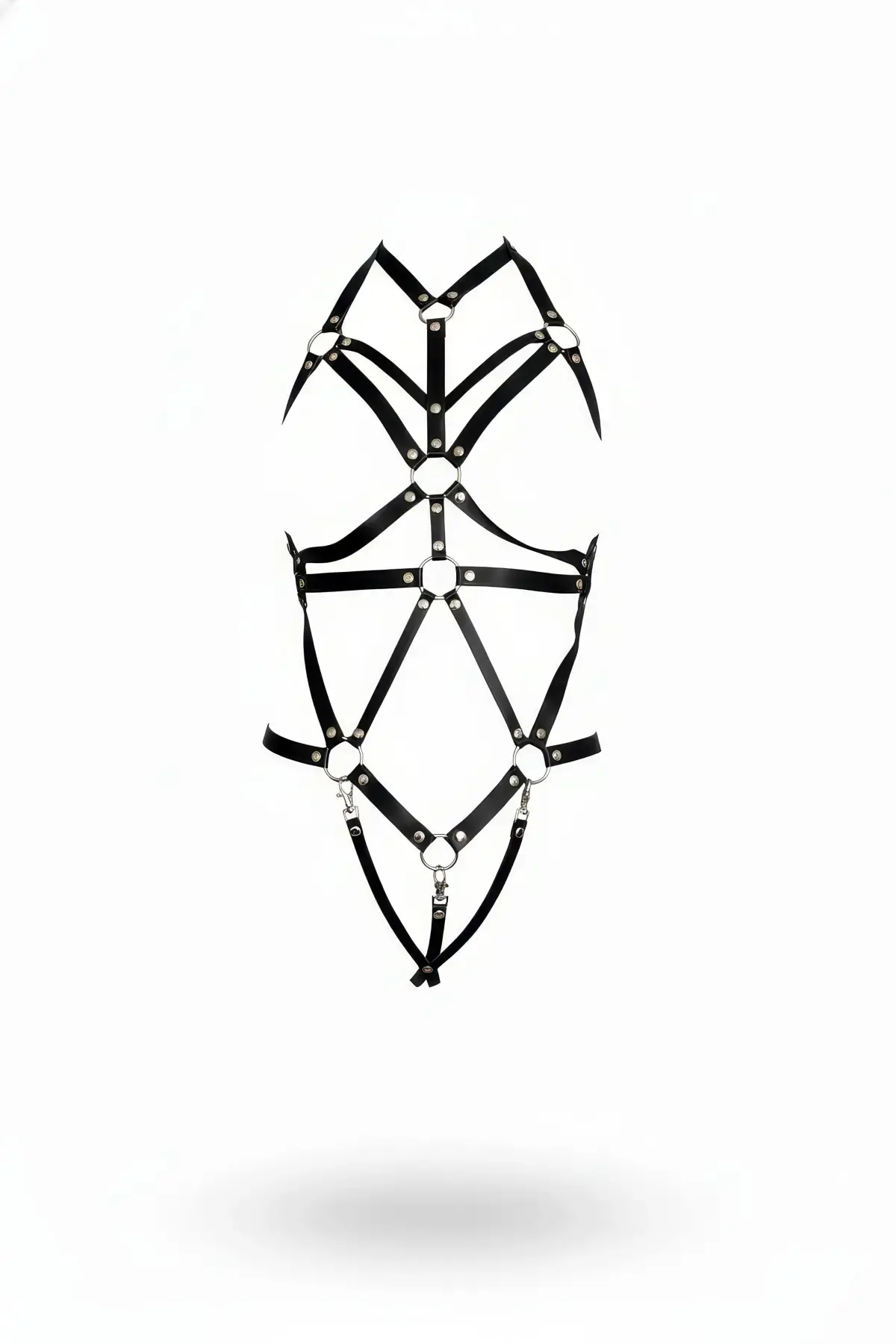 Siyah Body Harness Suni Deri Metal Halka Detaylı - APFT316