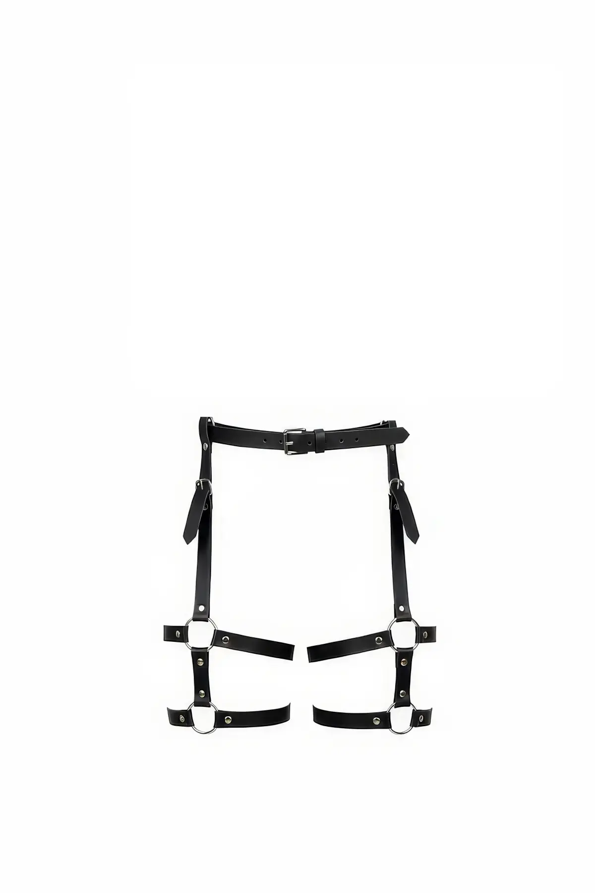 Siyah Jartiyer Harness Deri Tokalı Metal Halka Detaylı - APFT758