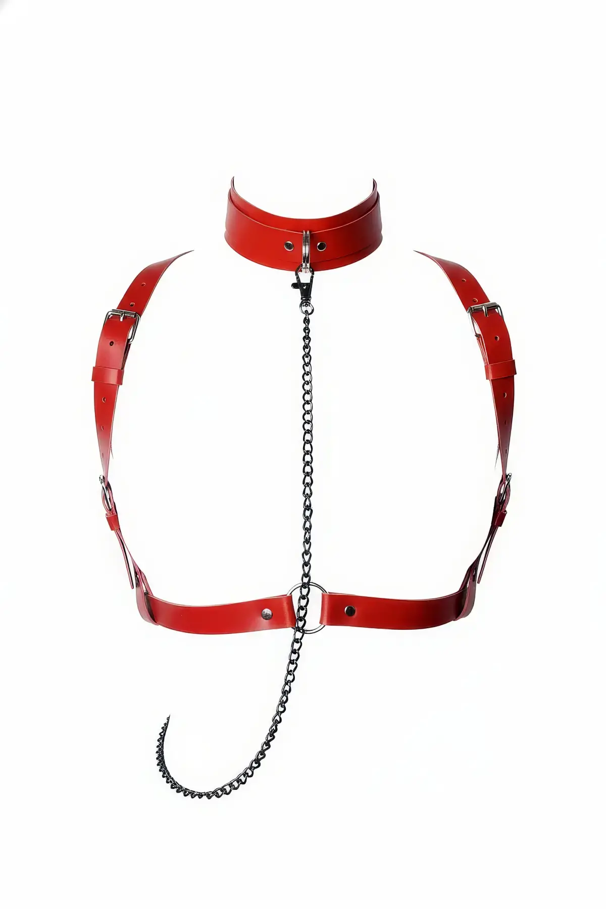 Kırmızı Harness Takım Zincir Detaylı Boyunluklu - APFT419