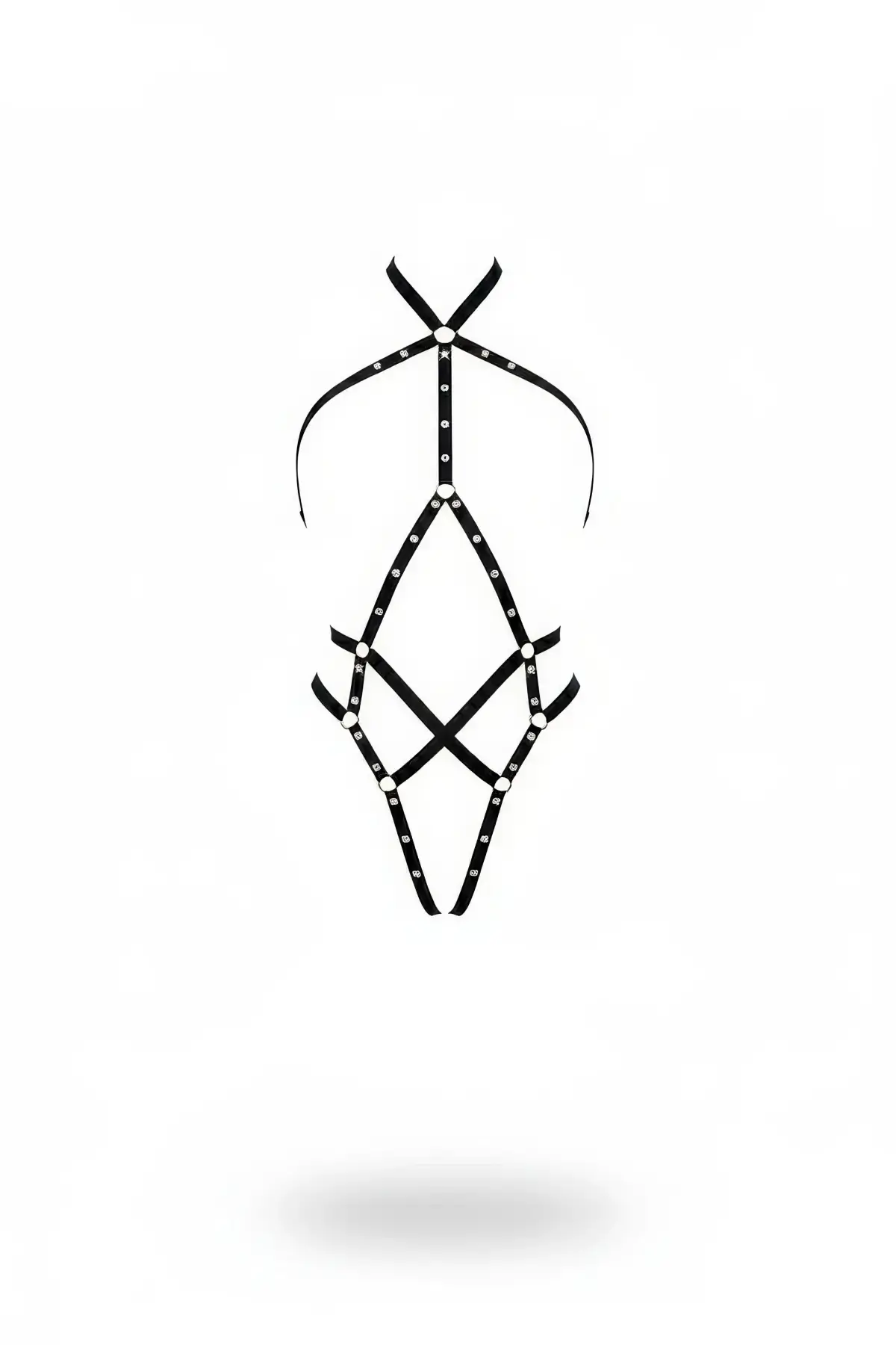 Siyah Body Harness Metal Halka Detaylı Vücut Aksesuarı - APFT295