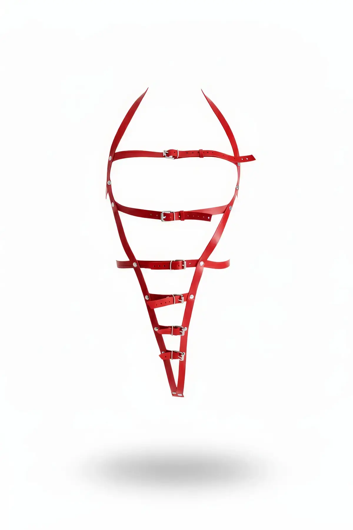 Kırmızı Body Harness Deri Çoklu Tokalı Vücut Aksesuarı - APFT790