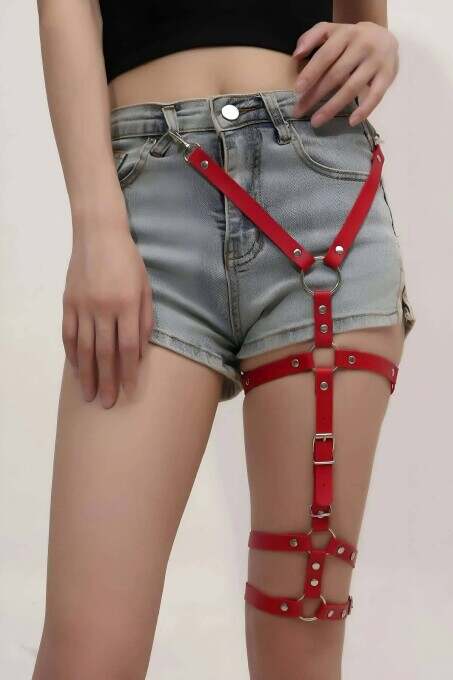 Şık Deri Tek Bacaklı Jartiyer Harness - APFT942