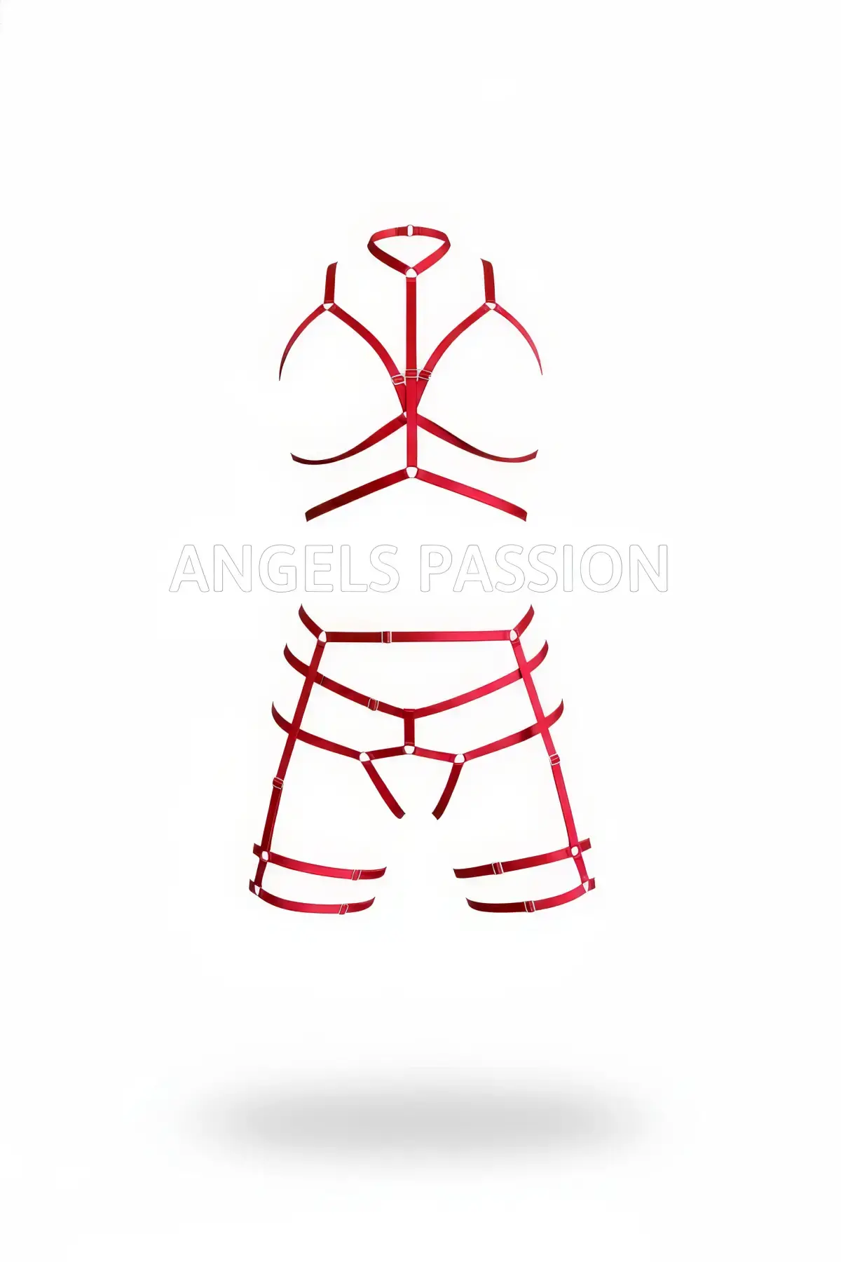 Kırmızı Harness Takım Yüksek Boyunlu Metal Halka Detaylı - APFT142