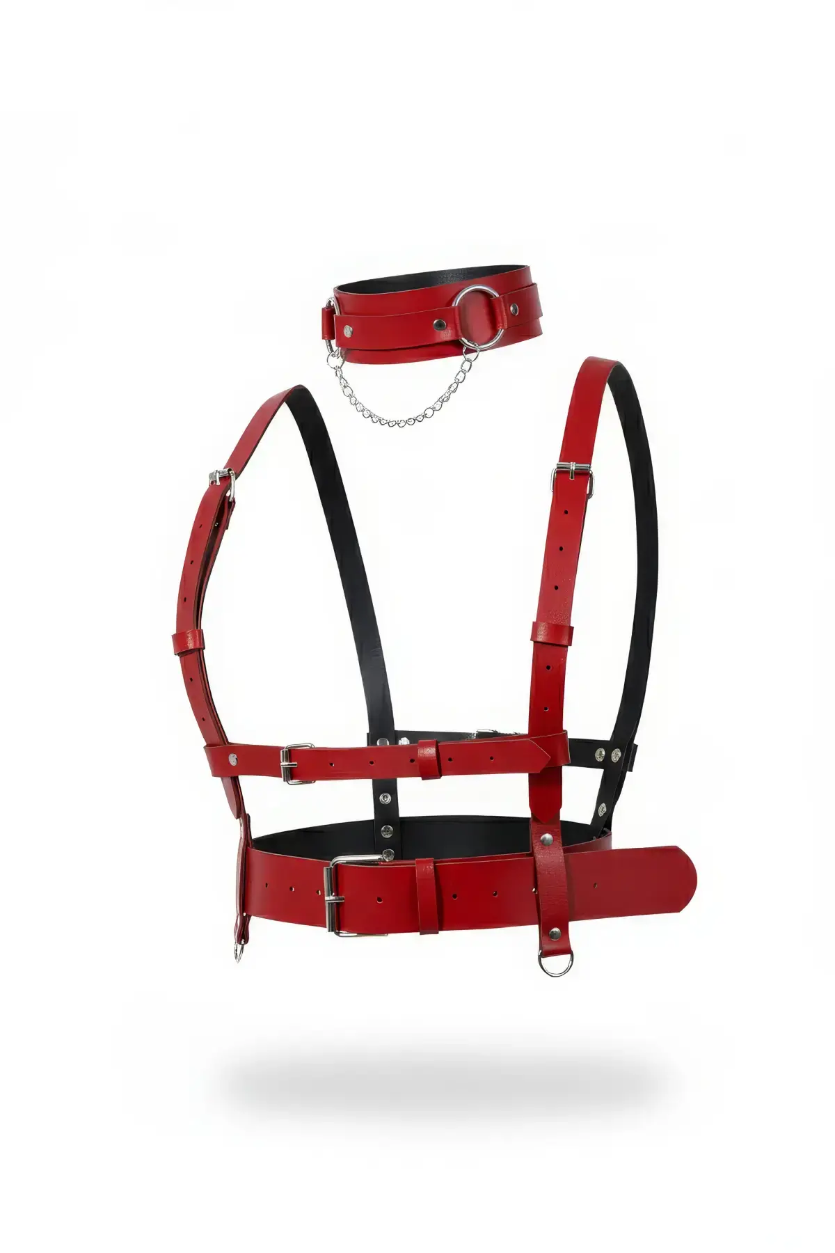 Kırmızı Kadın Kemer Deri Vücut Harness Tokalı Aksesuar - APFT959