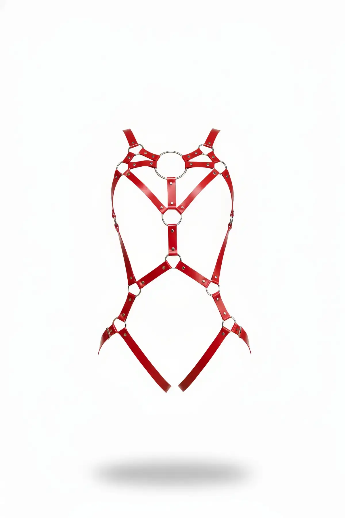 Kırmızı Body Harness Suni Deri Halka Detaylı Ayarlanabilir - APFT706