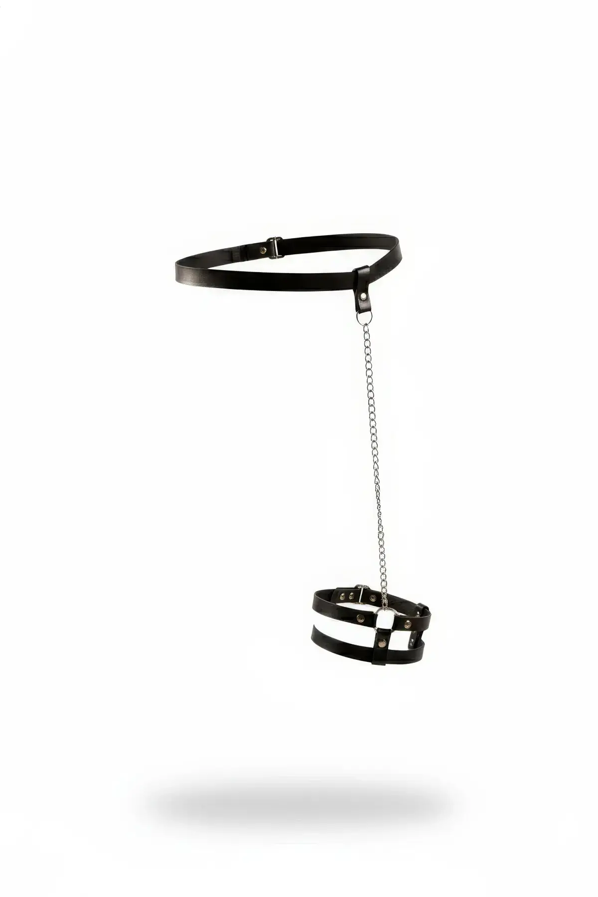 Siyah Jartiyer Harness Zincirli Bel Bacak Kemeri - APFT745