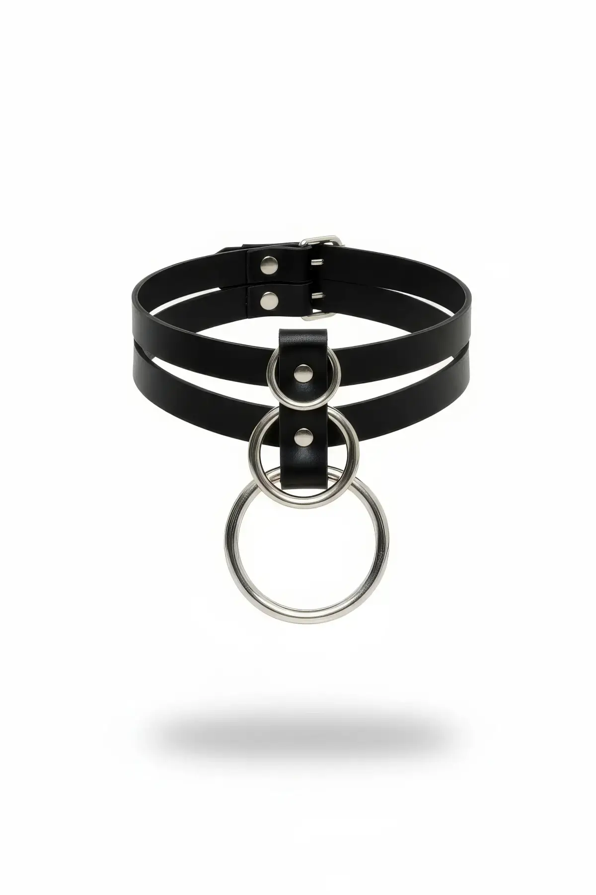 Siyah Choker Çift Bant Suni Deri Tokalı - APFT223