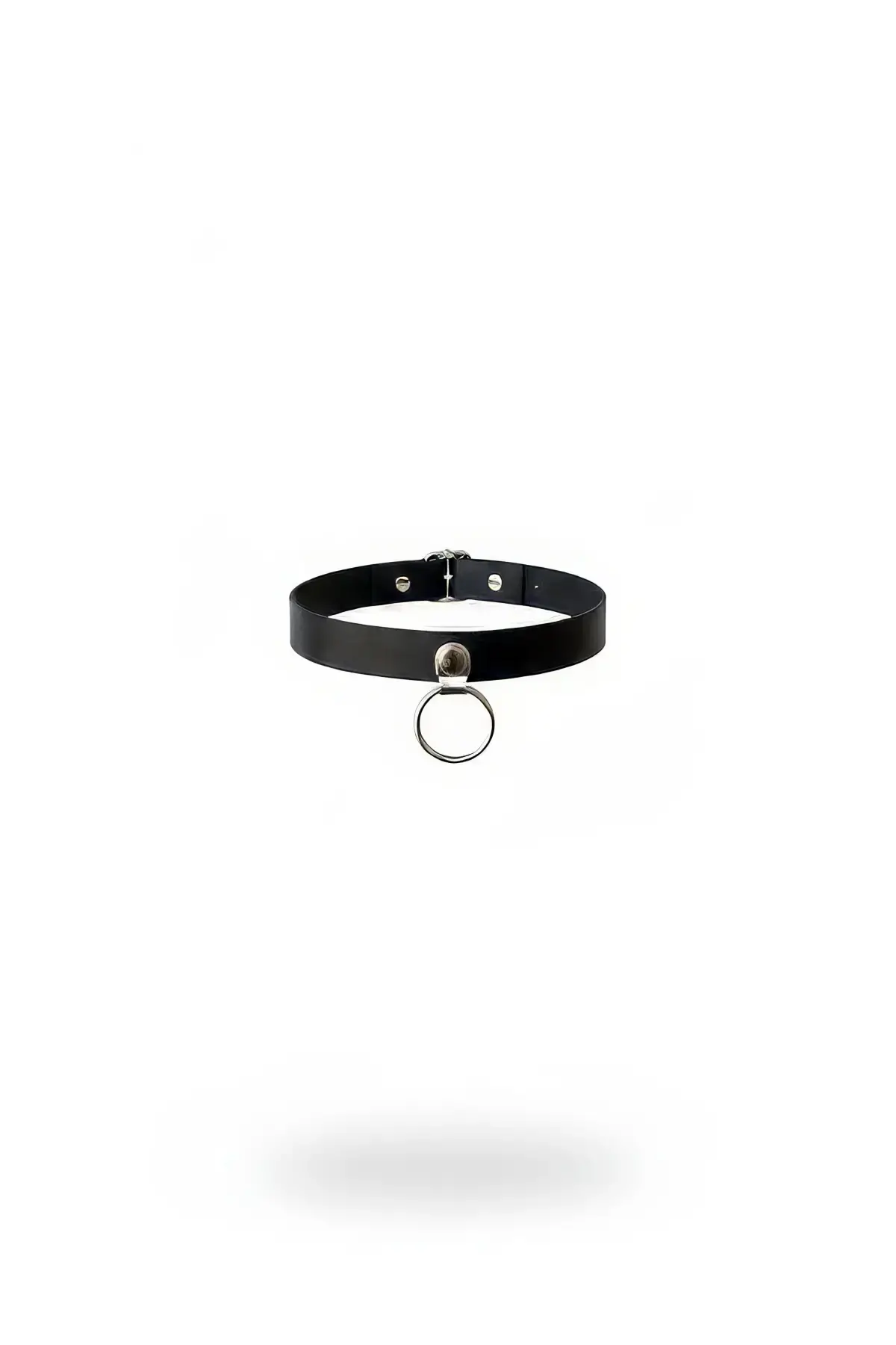 Siyah Choker Metal Halka Detaylı Deri Kolye - APFT519