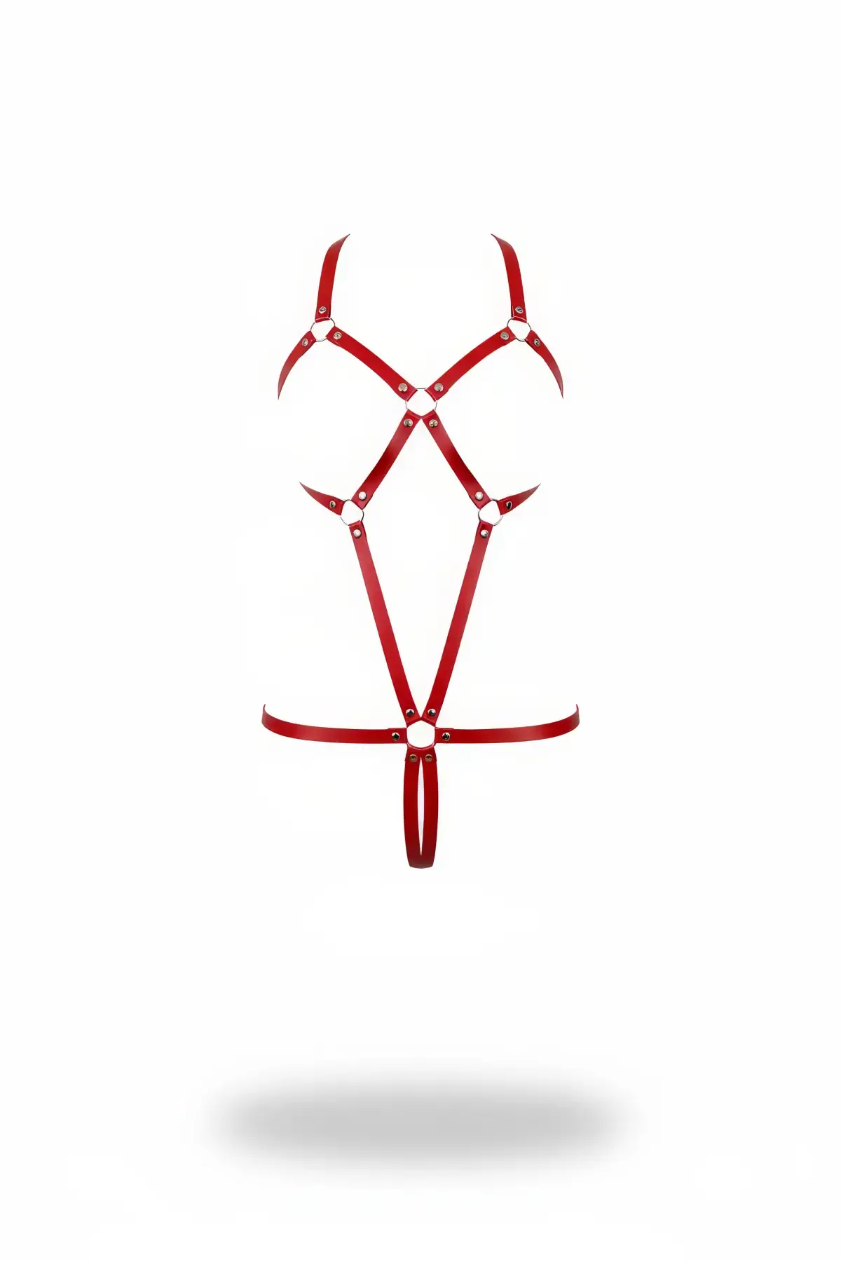 Kırmızı Body Harness Deri Metal Halkalı Vücut Aksesuarı - APFT240