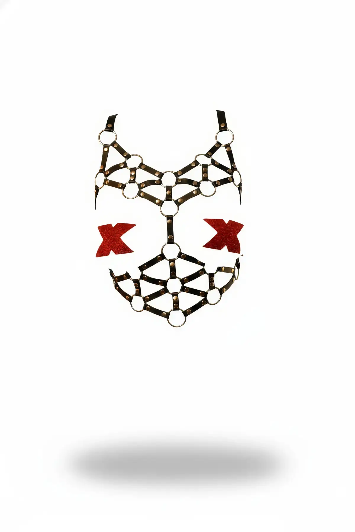 Siyah Göğüs Harness Halkalı Metal Detaylı Vücut Aksesuarı - APFT554