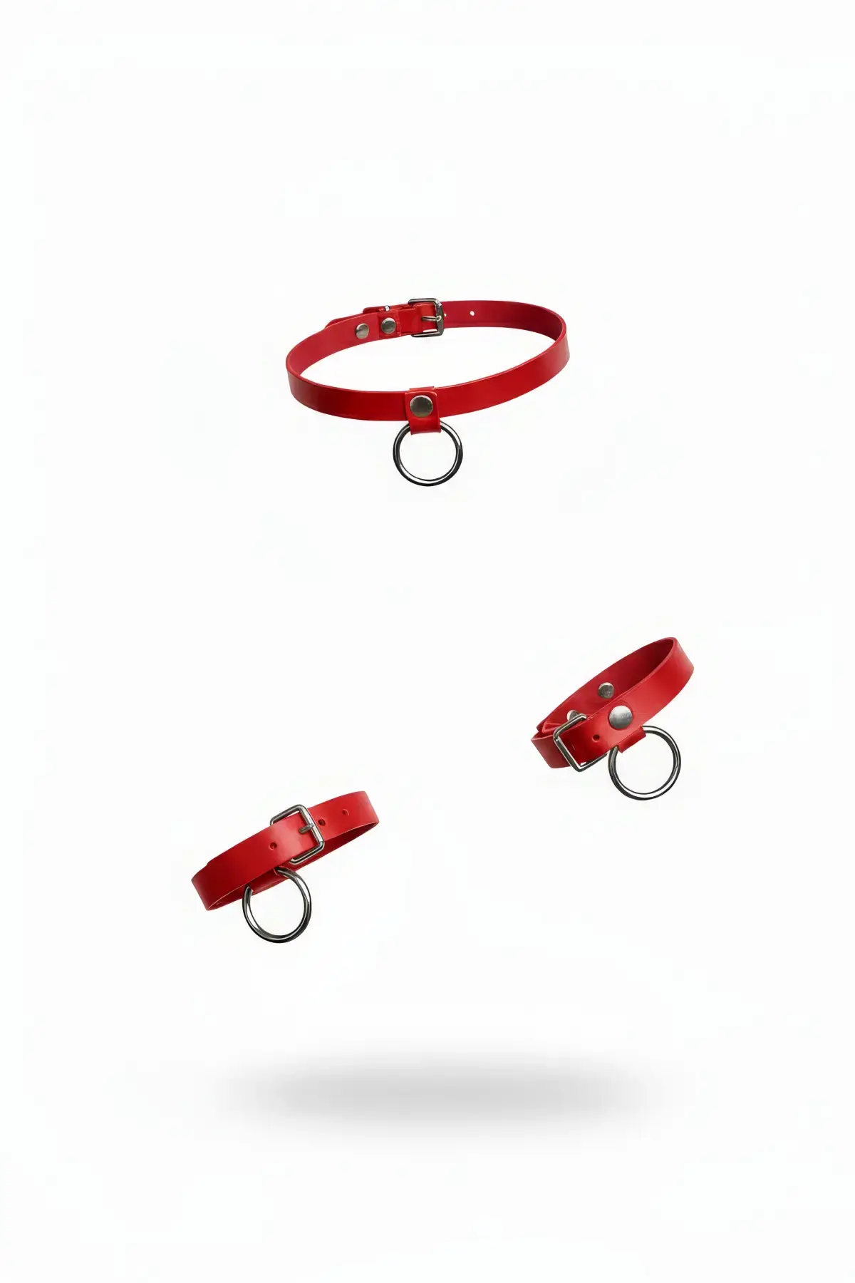 Kırmızı Choker Deri Halka Detaylı Boyunluk - APFT239