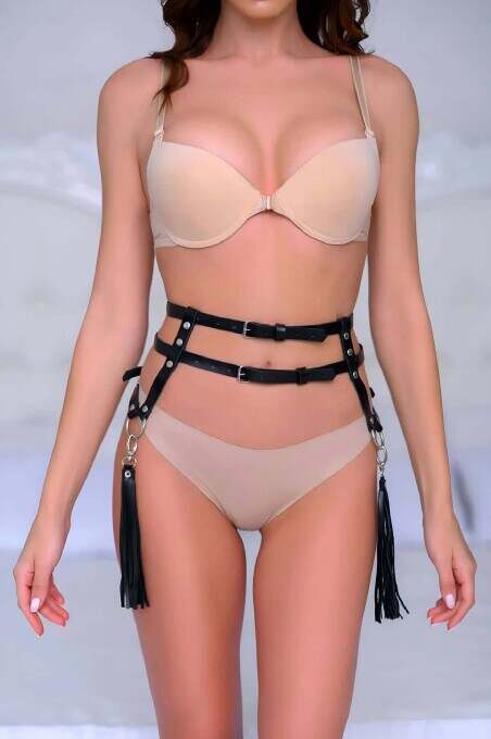 Sık Deri Püsküllü Bel Kemer Harness - APFT1045