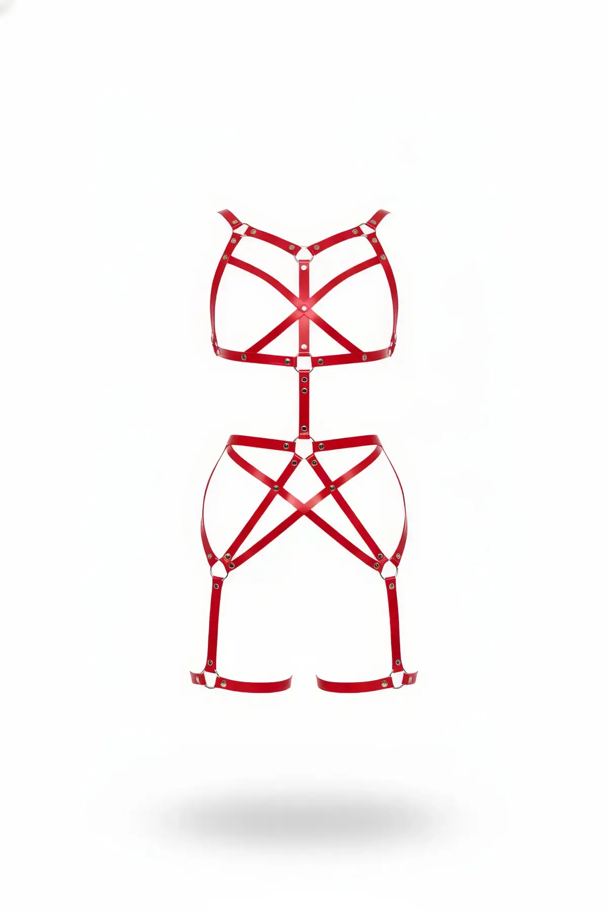 Kırmızı Body Harness Deri Tam Vücut Ayarlanabilir Aksesuar - APFT894
