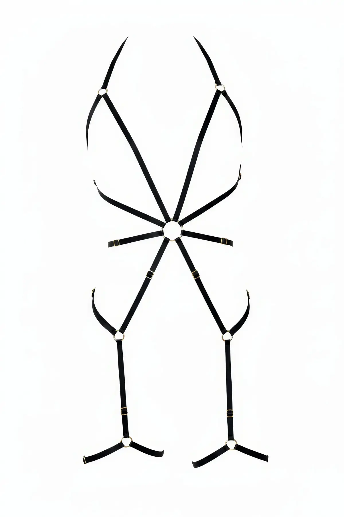 Siyah Body Harness Tam Vücut Metal Halka Detaylı - APFT360